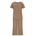 thumbnail image 4 of Simua Fashion Outfit Set for Women Two Piece Solid Color T-shirts and Cropped Pants Lounge Set, 4 of 5