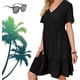 thumbnail image 1 of Ropa de mujer retro con cuello en V, vestido fluido de cintura informal suelto de color sólido para mujer, vestidos retro para mujer, 1 of 5