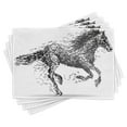 thumbnail image 1 of Ambesonne Modern Place Mats Set of 4, Animal Sketchy Horse, Standard Size, Black and White, 1 of 6