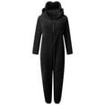 thumbnail image 4 of mgoYE Girls Fleece Hooded Onesie Pajamas 2-13 T Cute One Piece Fuzzy Sleepwear Zip Up Jumpsuits Winter Warm Lounge Outfits(Black,4-5 Years), 4 of 4