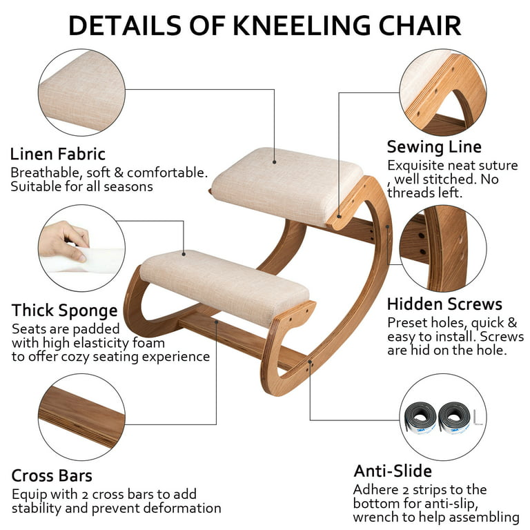 Ergonomic Kneeling Chair Rocking Office Desk Stool Upright Posture - Costway