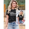 thumbnail image 5 of QAFOPEH Women Wife Mother Vodka Lover Print T-Shirt Short Sleeve Crewneck Tee Top, 5 of 7