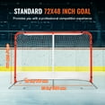 thumbnail image 3 of KFFKFF Street Hockey Goal, Durable Steel Frame for Indoor/Outdoor Use, Standard Pro Training Hockey Set, Quick Setup Portable Net, 72" x 48", White/Red, 3 of 9