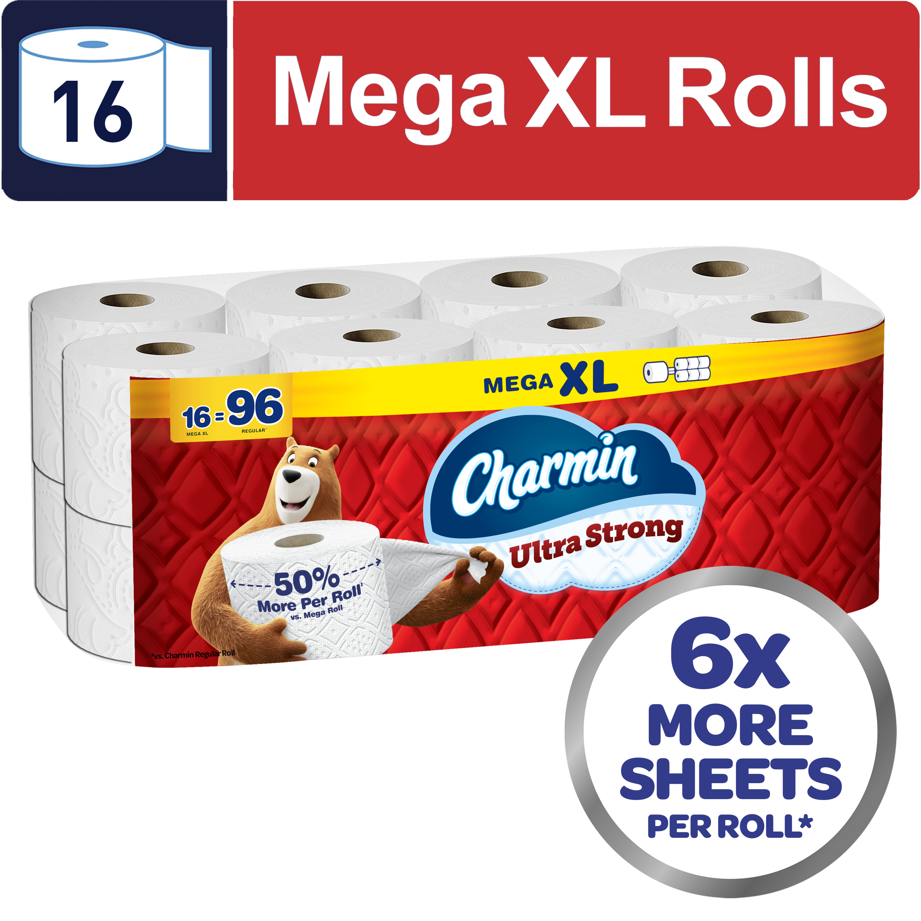 Charmin Ultra Strong Toilet Paper, 16 Mega XL Rolls, 330 Sheets photo 1