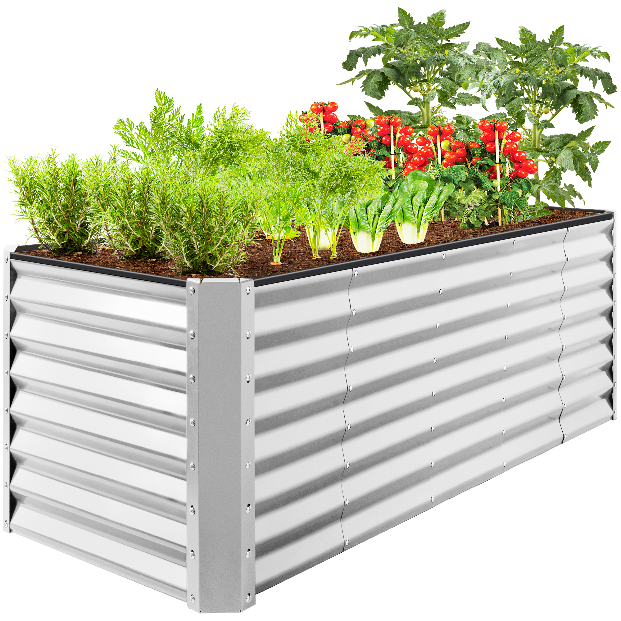 Best Choice Products 8x2x2ft Raised Metal Outdoor Garden Bed for Flowers Vegetables Herbs - Galvanized