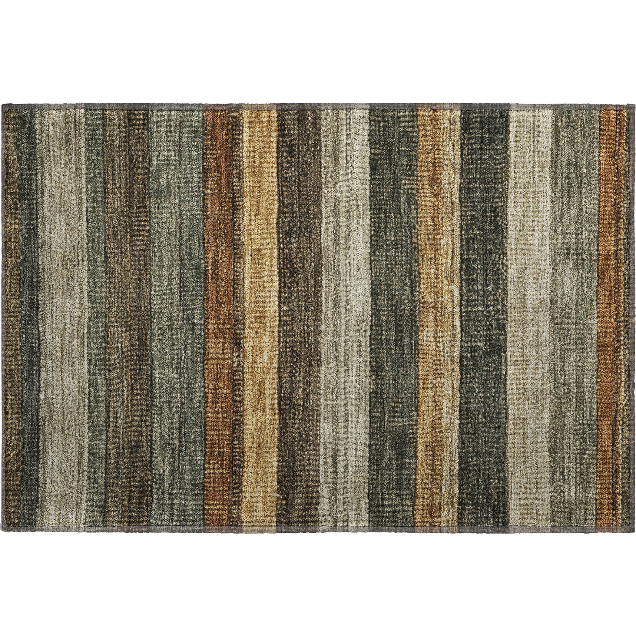 Addison Rugs Mayfield Premium Machine Washable Transitional Stripes Khaki Rectangle Rug, 1'8" x 2'6"