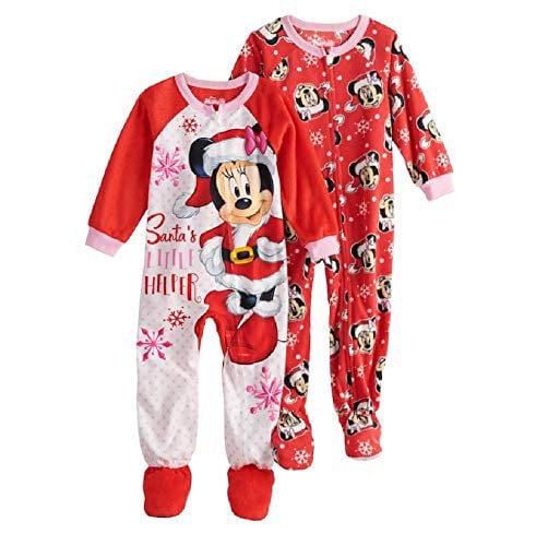 Disney Minnie Mouse Baby Girls 2 Pack Footie Pajamas 
