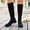Black, variant on Women Stretch Suede Knee High Boots, Low Block Heel Round Toe Pull On Tall Riding Boots, Soft Slim Fit Casual Long Booties Coffee 5.5(36)