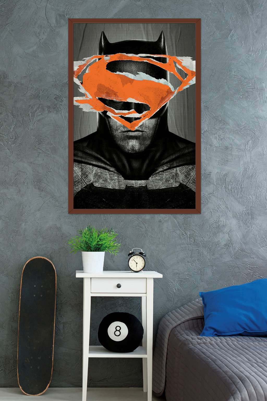DC Comics Movie - Batman v Superman - Batman Teaser Wall Poster, 22.375" x 34", Framed