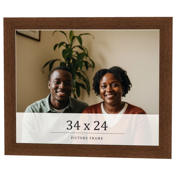 34x24 Brown Real Wood Picture Frame Width 1.25 inches | Interior Frame Depth 0.5 inches | Galvin
