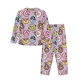 thumbnail image 2 of Wukai Cute Donuts Print Women's Pajama Set - Soft Long Sleeve Sleepwear for Comfort and Style-Medium, 2 of 9