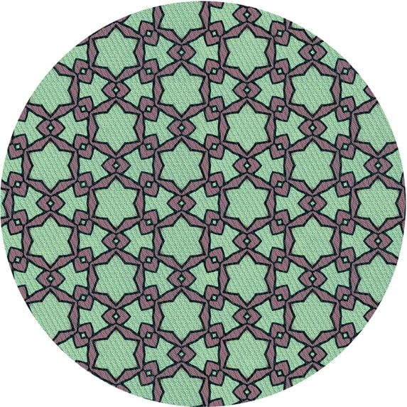 Ahgly Company Machine Washable Indoor Round Transitional Purple Area Rugs, 5' Round