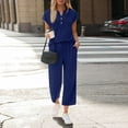 thumbnail image 7 of 2 Piece Sets for Women Resort Wear Travel Vacation Outfits Summer Short Sleeve Lounge Sets Navy M, 7 of 7