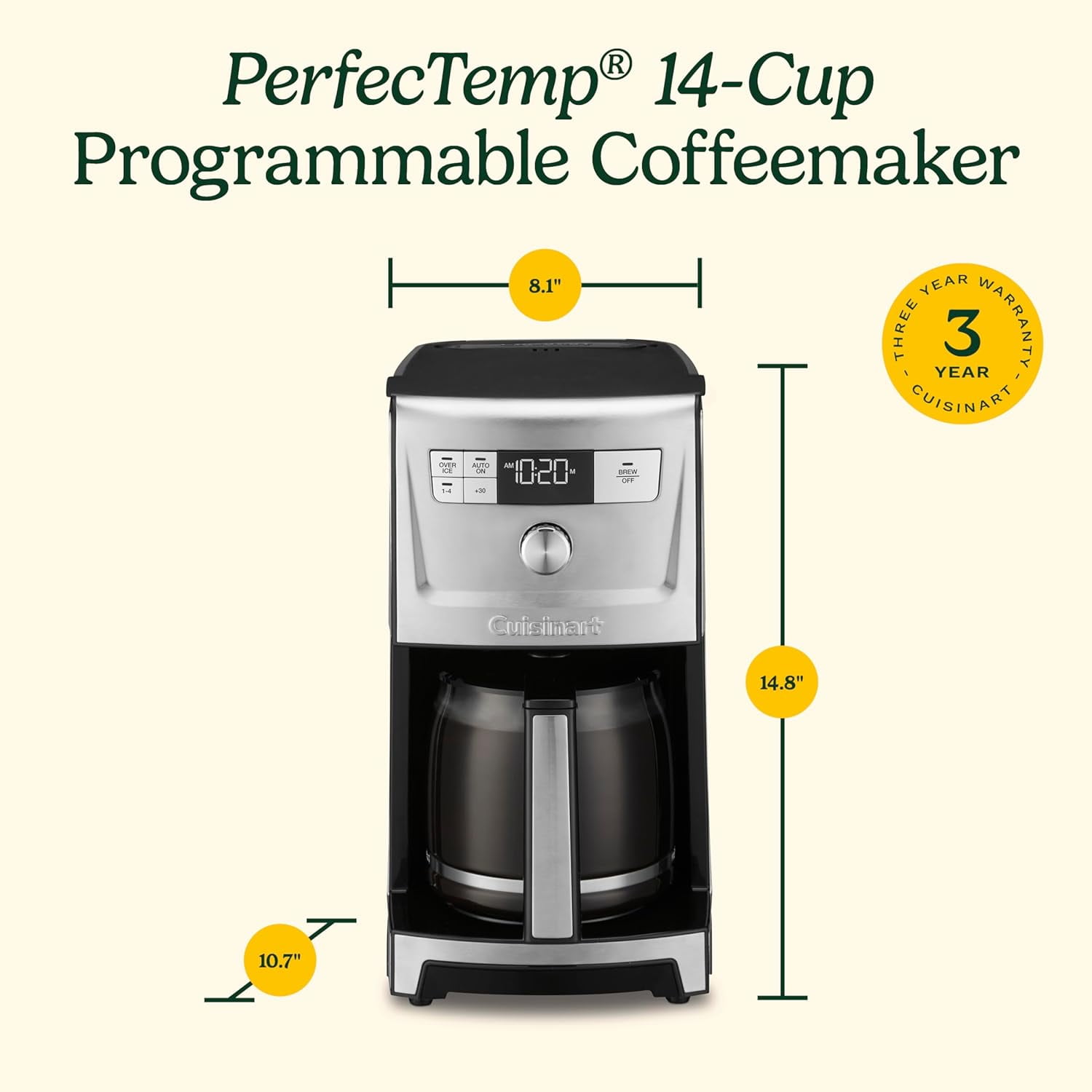 Cuisinart PerfecTemp® 14-Cup Programmable Coffeemaker, Black Stainless Steel