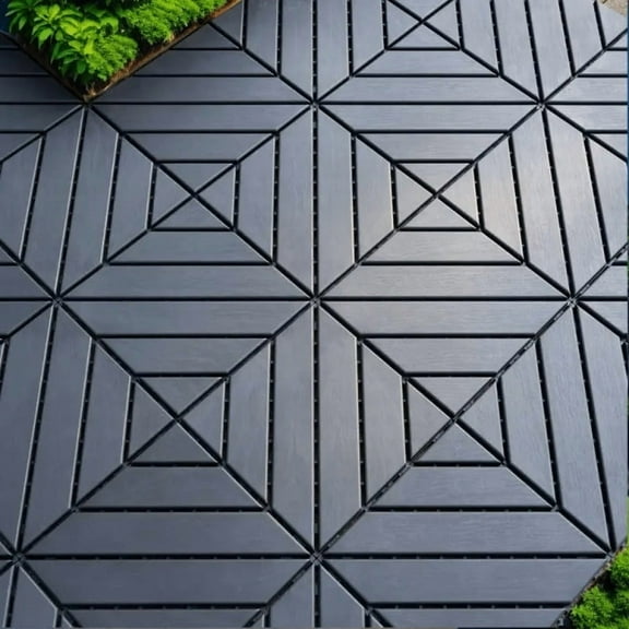 44 Pack Plastic Interlocking Deck Tiles (Grey)