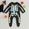 thumbnail image 3 of Douhoow Baby Girl Boy Halloween Pumpkin Romper Long Sleeve Skeleton Print Footies Bodysuit Fall Clothes 0-18 Months, 3 of 8