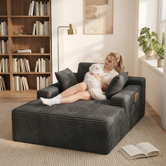 Cloud Sofa Couch,Asofer Luxury Velvet Sofa Set,Sofa Bed for Living Room,Dark Gray