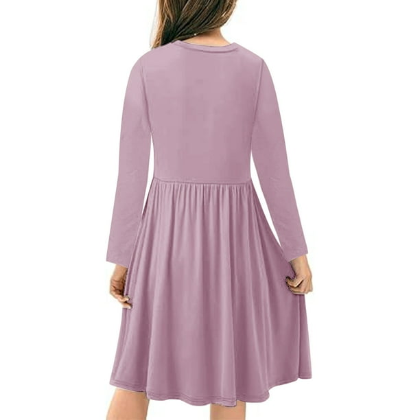 Kids Sweater Dresses Girls Long Sleeve Solid Color Stretchy Dress a Line  Twirly Skater School Recital Dress Girls Homecoming Dresses Long Purple 7Y  - Walmart Business Supplies