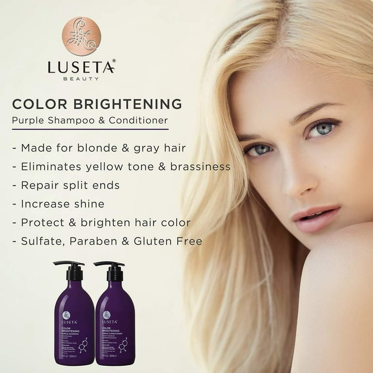 Luseta Color Brightening Shampoo and Conditioner Set 2 x 16.9oz for Blonde Gray - Walmart.com