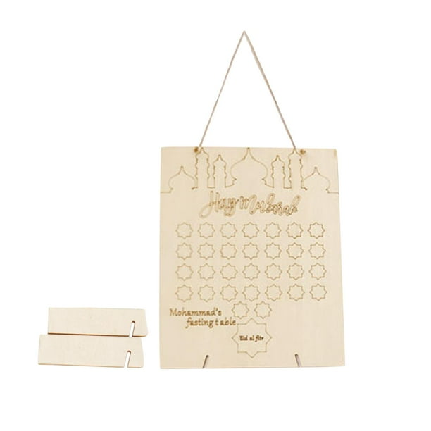 Wooden Ramadan Calendar DIY Graffiti EID Mubarak Decoration with Pens Muslim Party Supplies
