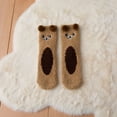 thumbnail image 5 of NTACZA Brown Socks for Women Winter Fuzzy Thick Thick Slipper Socks Graphic Print Isulated Plush Women Crew Socks, 5 of 6