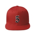 thumbnail image 2 of Daxton Classic Snapback Old English A to Z Numbers Initials Flat Bill Visor Cap-Red Hat, Number 5, 2 of 3