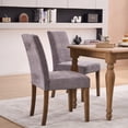 thumbnail image 3 of YOUNIKE Linen Fabric Dining Chairs Set of 2, Mid-Century Modern Parsons Kitchen Chairs 18.9"H with Solid Wood Legs, Gray, 3 of 18