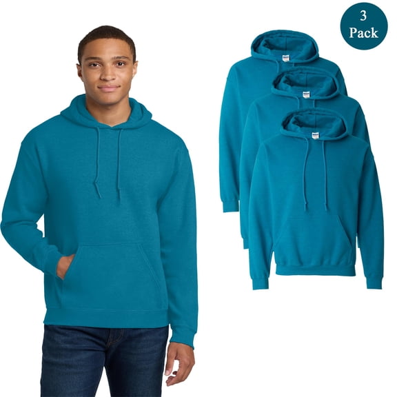Gildan Men's Heavy Blend Hooded Sweatshirt, Long Sleeve Pullover Antique Sapphire Hoodie, 3-Pack 4XL