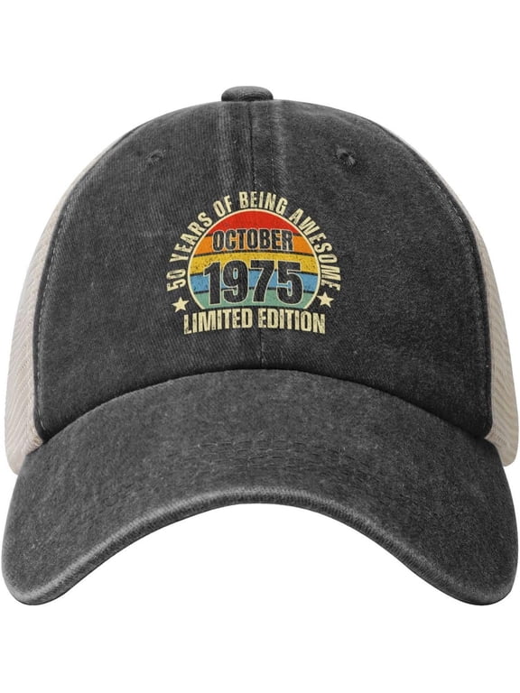 50yr Birthday October 1975 Limited Edition 50th Hat Denim Baseball Cap