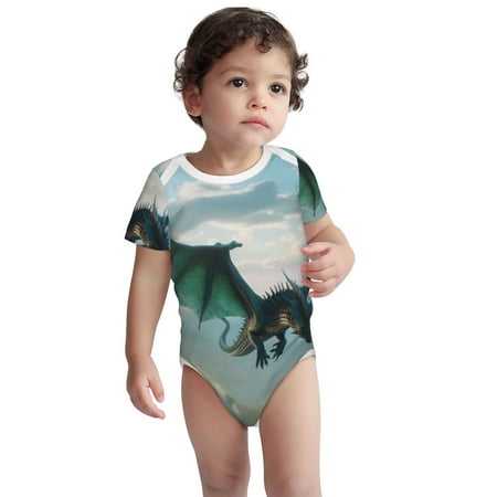 

Kdxio Cloud Sky Green Dragon Pattern Unisex Baby Cotton Short Sleeve Bodysuits-6 Months