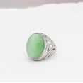 thumbnail image 2 of PAURO Men's Stainless Steel Vintage Gothic Oval Gemstone Ring Engraved Dragon Style Silver Green Size 9, 2 of 3