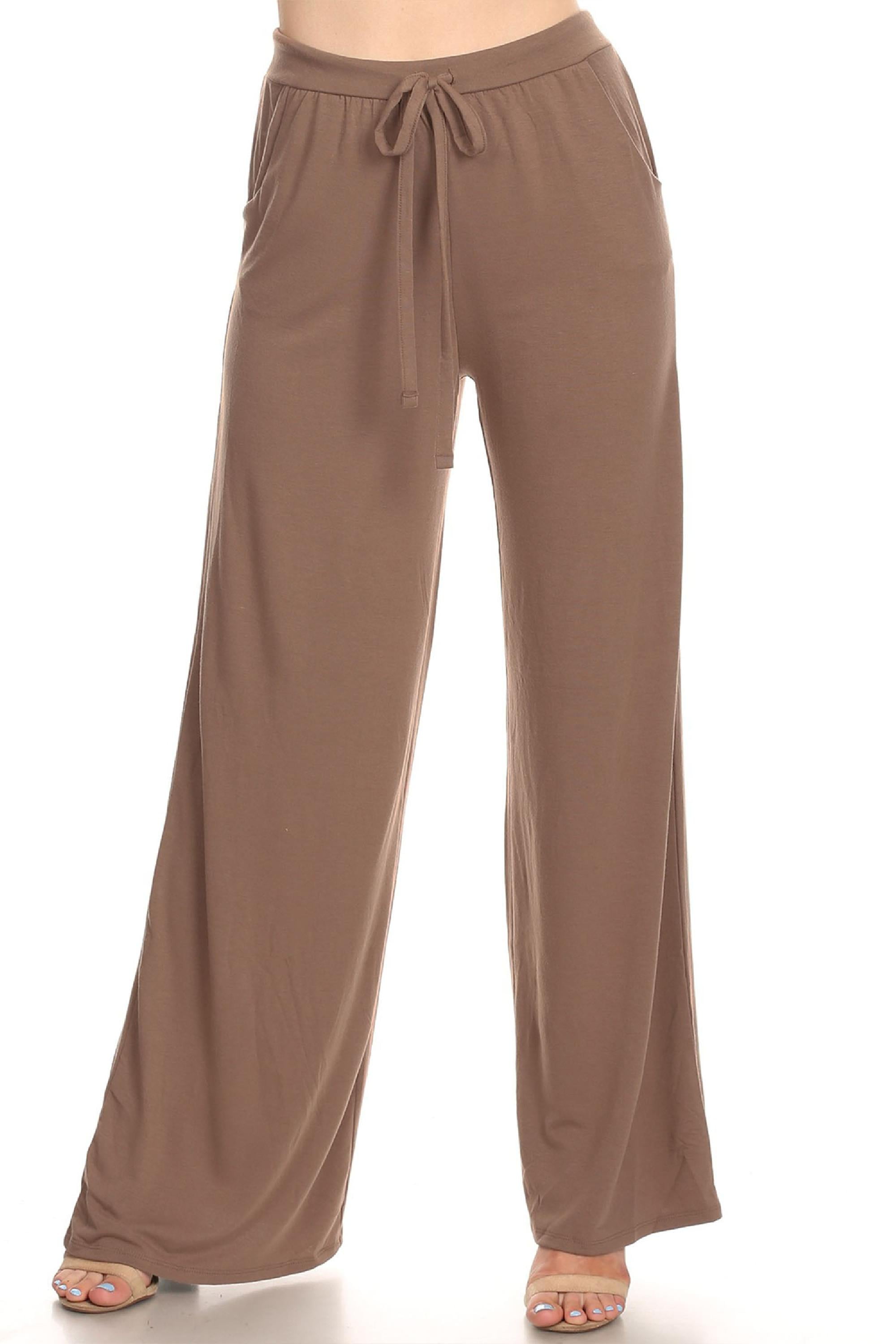 Moa Collection - Women's Plus Size Wide Leg Pockets Comfy Casual Solid Active Yoga Loungewear