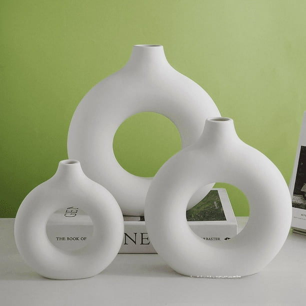 Adornos de jarrón de cerámica circular, manualidades creativas y sencillas para decoración del hogar y la sala de estar