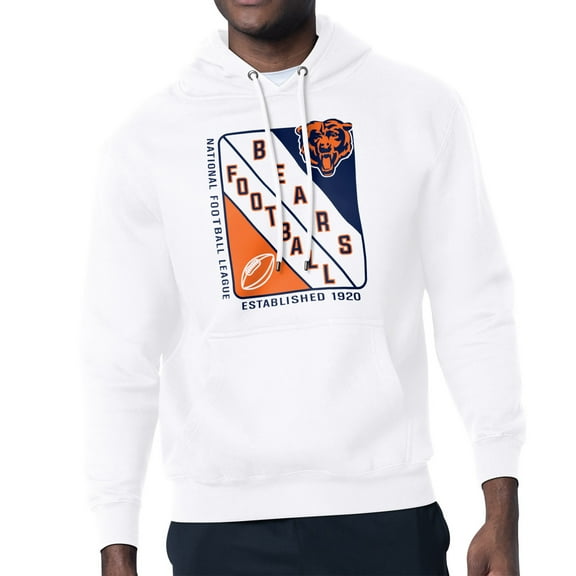 Men's Starter White Chicago Bears Shield Logo Pullover Hoodie