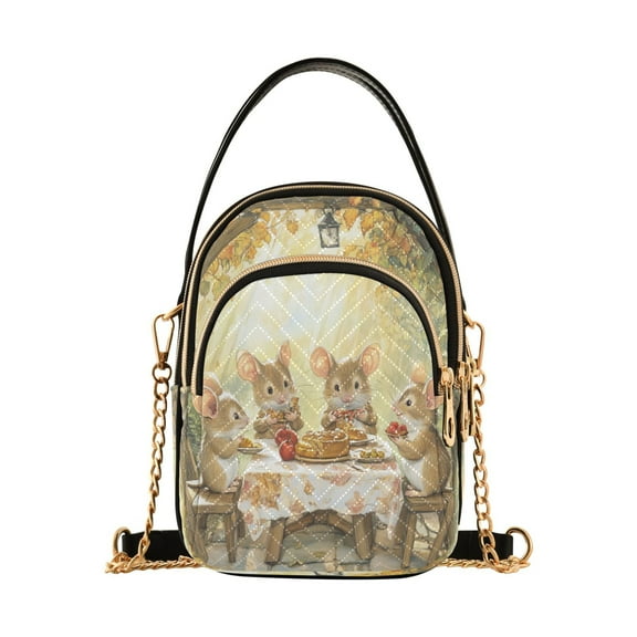 YAZAOO Cross Body Fashion Shoulder Waist Purse Bags Mices Eating Cake Pocket Handbags