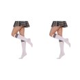thumbnail image 3 of Minnieouse Rayas Calcetines altos Sobre la rodilla Calcetín Botas JK Legwarmers Día de San Valentín para diario Fiesta de Halloween Blanco raya negra blanca 2Conjunto, 3 of 6