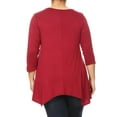 thumbnail image 4 of Women's Plus size Knit Tunic Tops Asymmetrical 3/4 Sleeve V-Neck Flowy Blouse, 4 of 5
