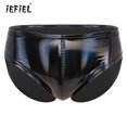 thumbnail image 2 of Calzoncillos de charol Wetlook para hombre, pantalones cortos ajustados para hombre, traje de baño de verano, traje de playa, calzoncillos de látex con cintura elástica, 2 of 5