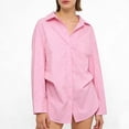 thumbnail image 4 of Kaemgyyd Summer Blouses for Women Button down Long Sleeve Ruched Tops Collared Casual Travel Shirts Fall Fashion Outfits, 4 of 6