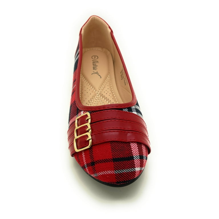 Three Lair Belted Plaid Ballerina Flats Walmart