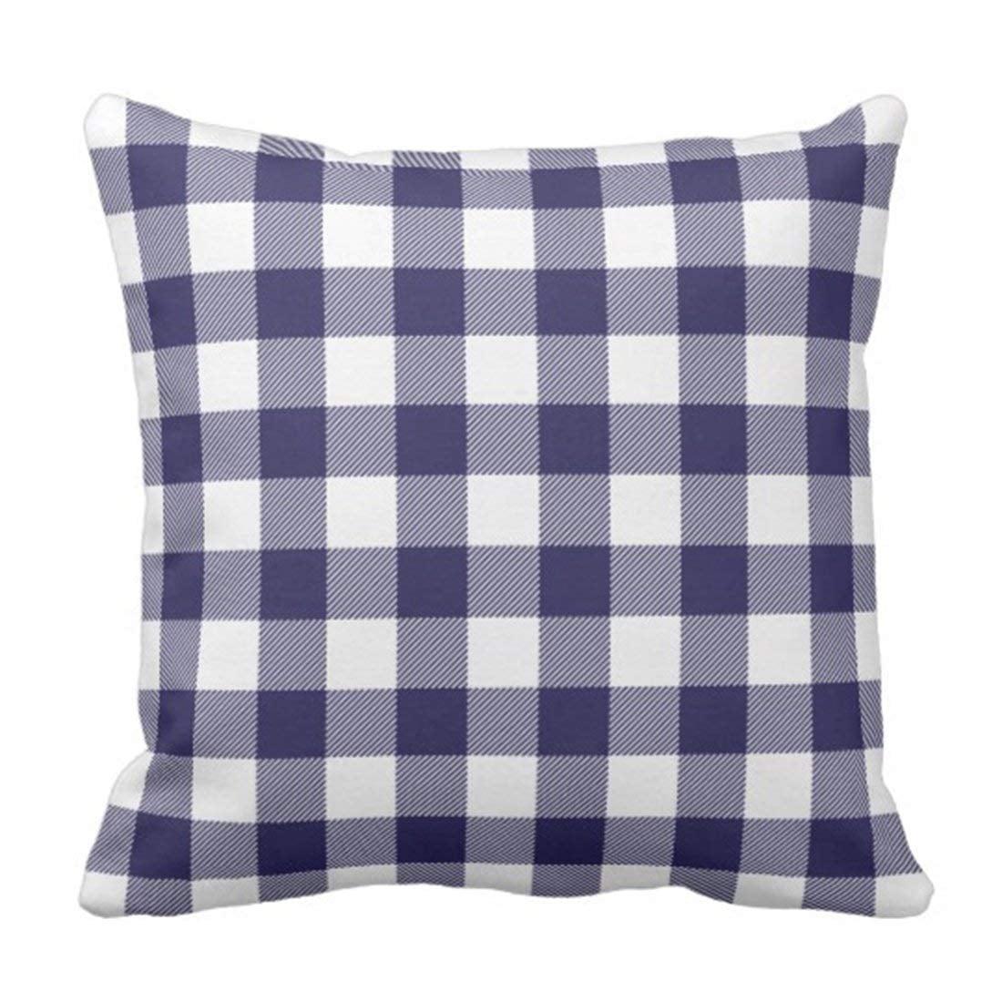 ARTJIA Navy Blue Preppy Buffalo Check Plaid Pillowcase Throw Pillow