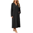 thumbnail image 5 of Women's Fleece Bathrobe V-Neck Long Sleeve Cable Knit Textured Robe with Pockets Cozy Homewear for Fall Winter, 5 of 7