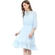 thumbnail image 1 of Vestido Corto de Gasa Allegra K con volantes y Manga 3/4 para Mujer Azul L, 1 of 6