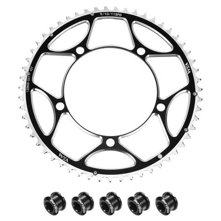 Uxcell 130BCD Bike Chainring Set 55T Round Narrow Wide Single Aluminum Chainring Chainwheel with Double Round 5 Bolts for Road Bike Bicycle 9/10/11 Speed Chains