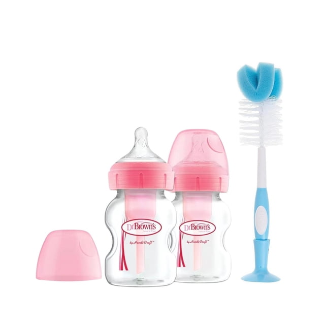 Set Biberones Dr. Brown’s Ancho 5oz Rosa + Cepillo Limpiador
