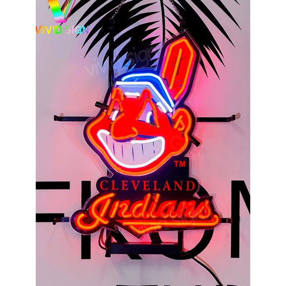 Queen Sense 20"x15" For Clevelands Sports Team Indians Neon Sign HD Vivid Printing Handmade Artwork Neon Light 120CILV4VVD
