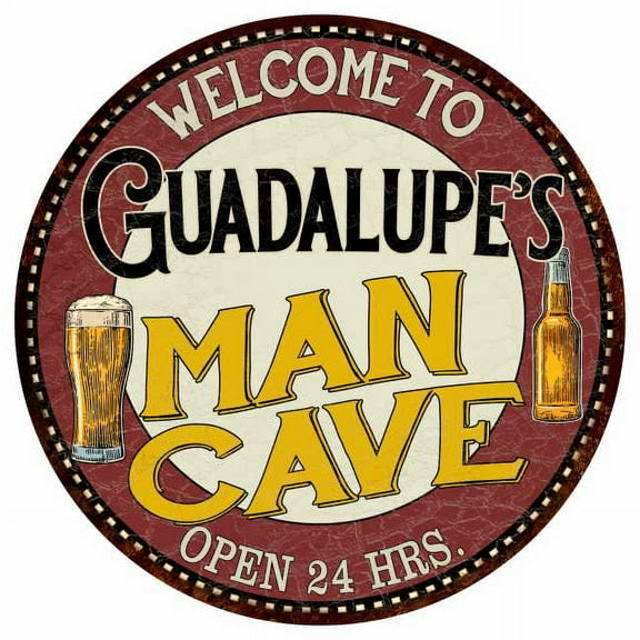 Guadalupe's Man Cave 14" Round Metal Sign Kitchen Bar Wall Decor 100140035494