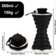 thumbnail image 2 of Folding Water Bottle, 500ml Silicone Folding Water Bottle BPA Free Leakproof Reusable Portable Folding Water Bottle with Clip for Sport Hiking (Black), 2 of 5