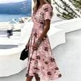 thumbnail image 6 of Summer Dresses for Women 2026 Short Sleeve Wrap V-Neck Modest Dresses Elastic High Waist A-Line Casual Party Work Dress, 6 of 7