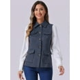 thumbnail image 2 of DARING DIVA Women's Rustic Button Up Utility Anorak Cargo Vest XL Dark Blue, 2 of 6